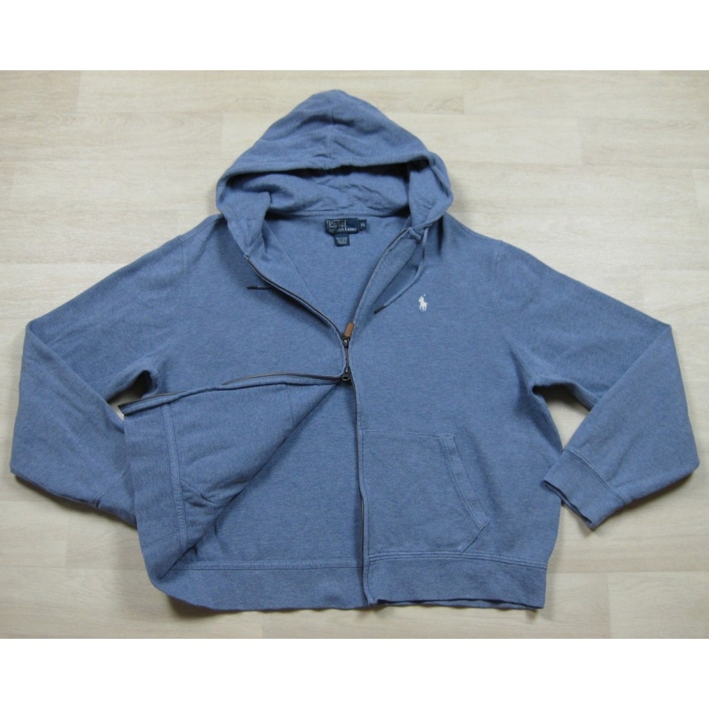 Vintage 90s‎ Polo Ralph Lauren Hoodie Mens (XL) Ribbed Cotton Knit Double Zipper